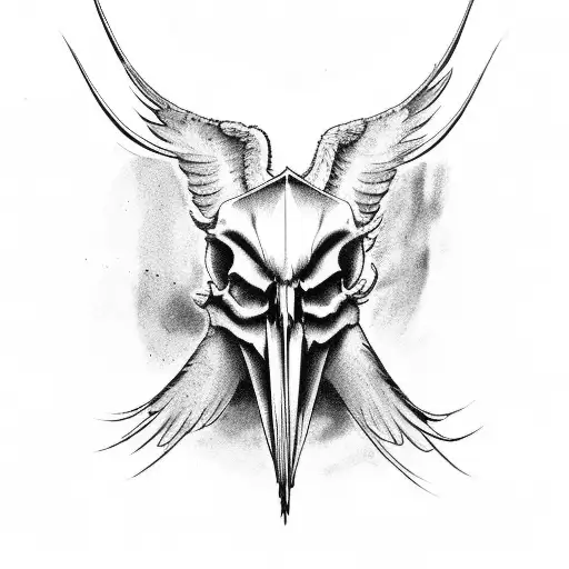 Angry Crane Bird Holding The Skull