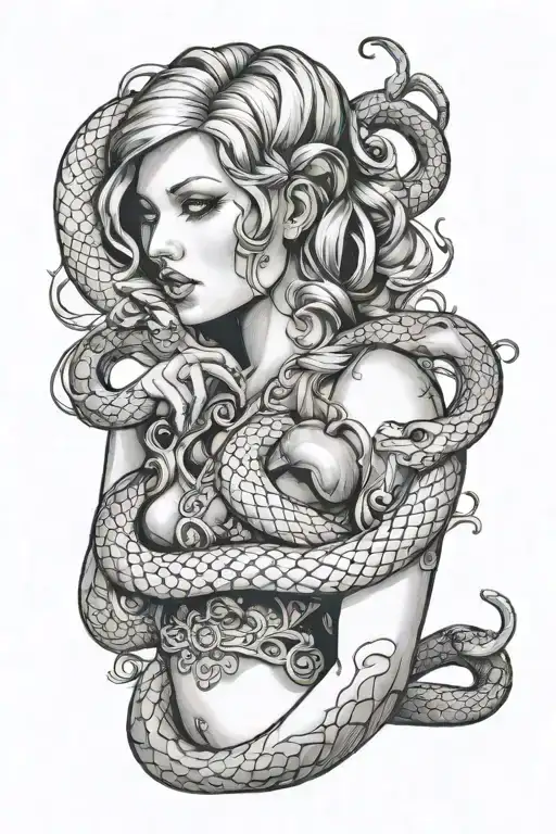 Eve Eating The Apple And Snake Wrapped