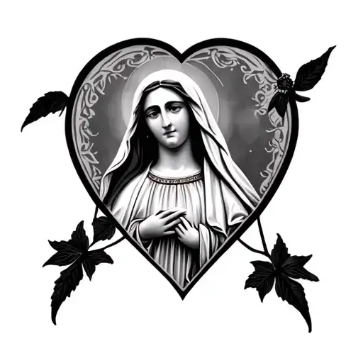 Virgin Mary With A Heart Shape