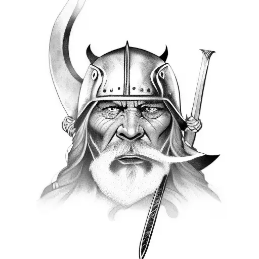 A Fierce Viking Warrior With A Smoking Pipe
