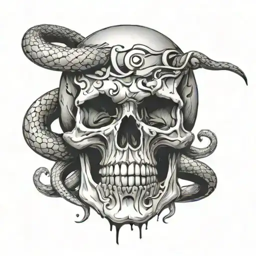 Skull With Blood And A Snake