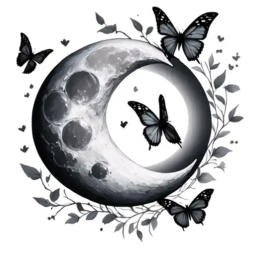 Moon And Butterflies