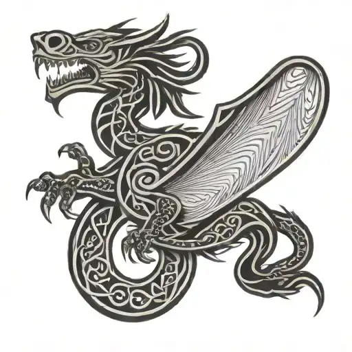 Intricate Celtic Knotwork With A Dragon Silhouette