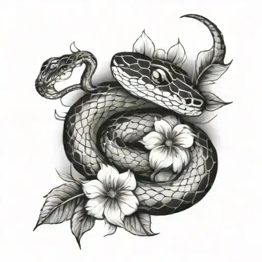 Snake And Flowers