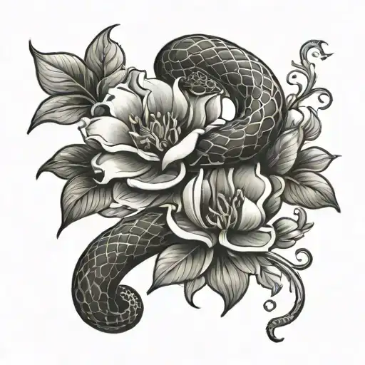 Snake Climbing Flower Blooming