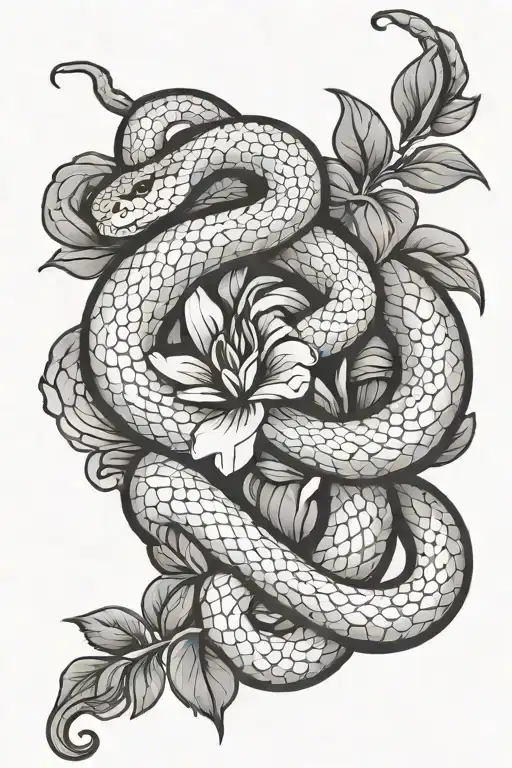 Snake Climbing Flower Blooming