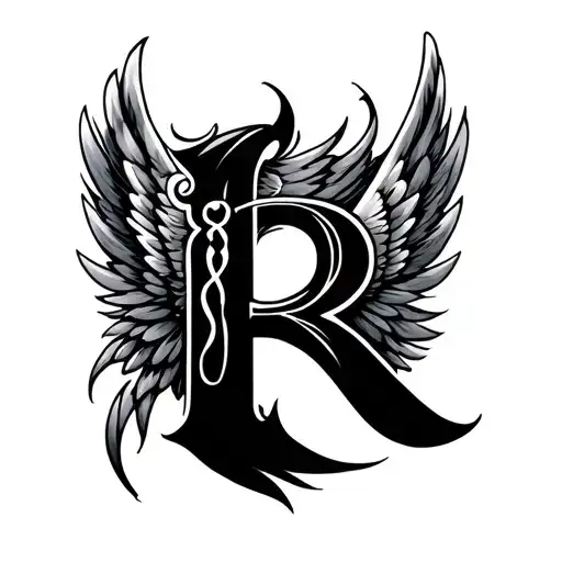 Letter R With Wing And Number 8 On Top