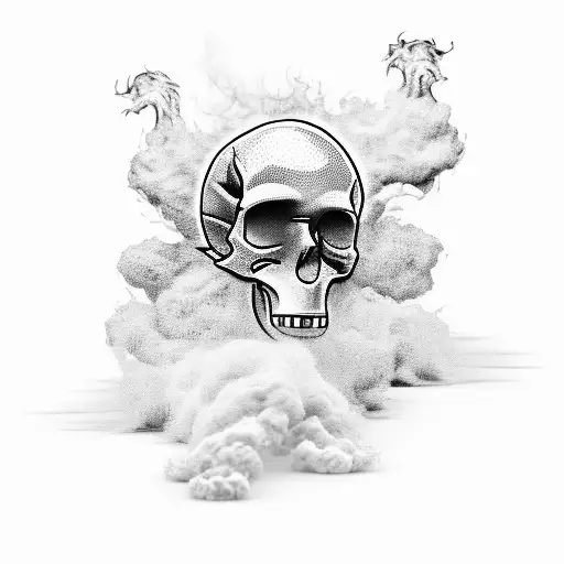 A Pixelated Skull With Computer Code Flowing Out As Smoke