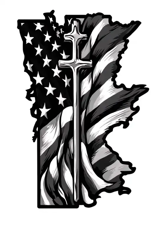 A Cross With The Travel Path From Minnesota To Oregon With The American Flag