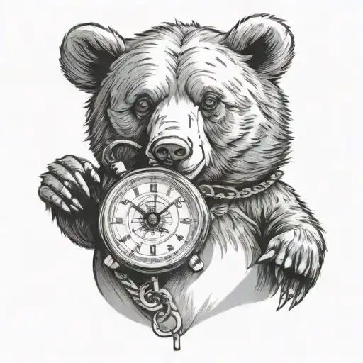 Bear Holding A Stop Watch