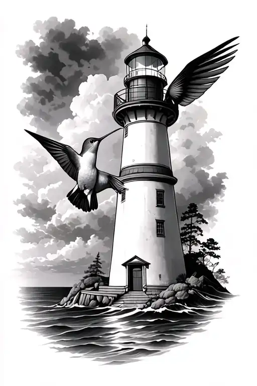 Lighthouse And Hummingbird