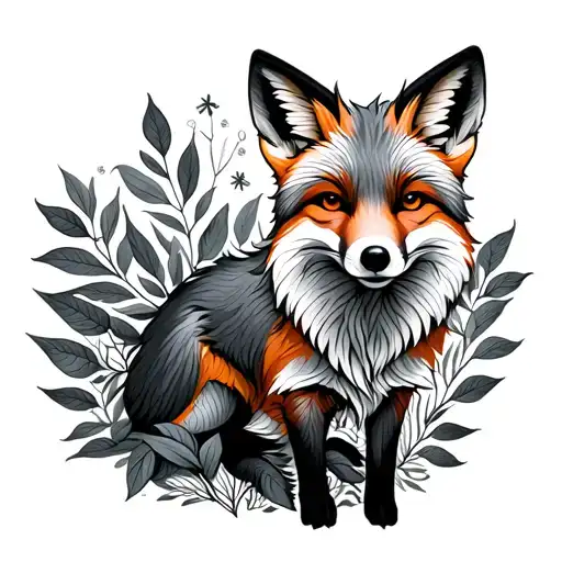 A Fox With Leafs And A Reference To Dna And Informatic