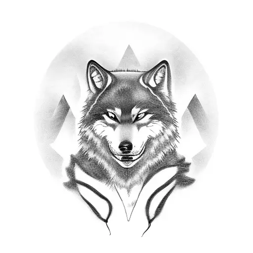 Geisha Holding A Wolf Mask