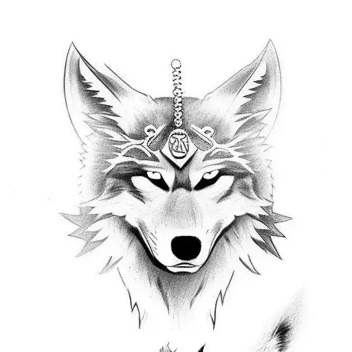 Geisha Holding A Wolf Mask