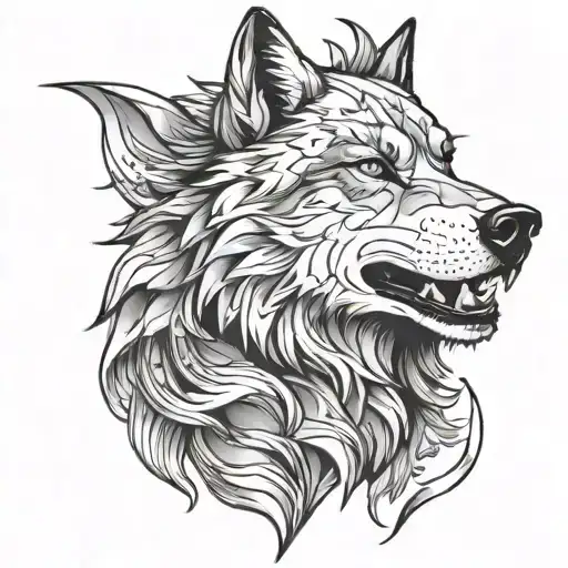 Wolf Head With Let Them Being Written