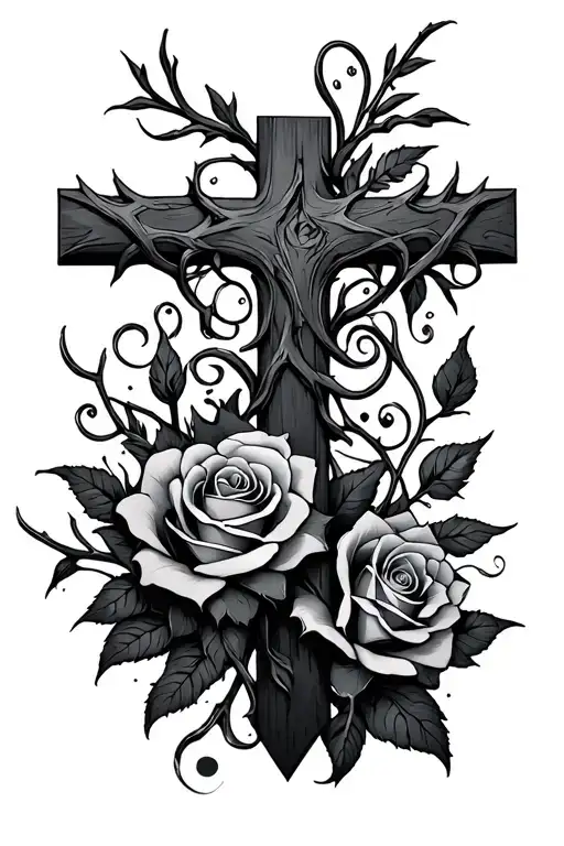 Thorn And Rose Made Cross