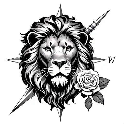 Lion And Rose And Compass