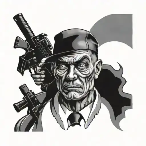 A Shadowed Gangster Tattoo To Cover The Arm 20 Cm