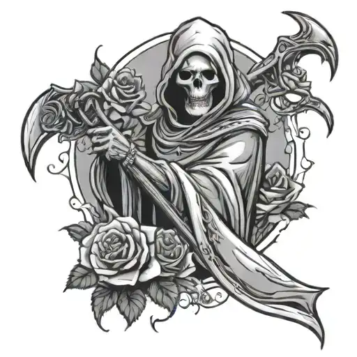 Grim Reaper Holding 12 Roses And Sythe Add Zaysean