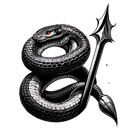 Snake With A Spear Through It On The Arm