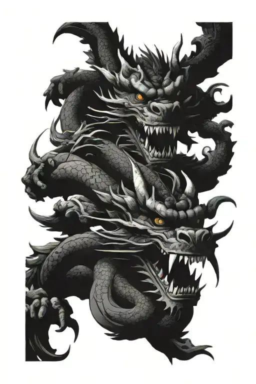 Japanese Dragon And Skulls
