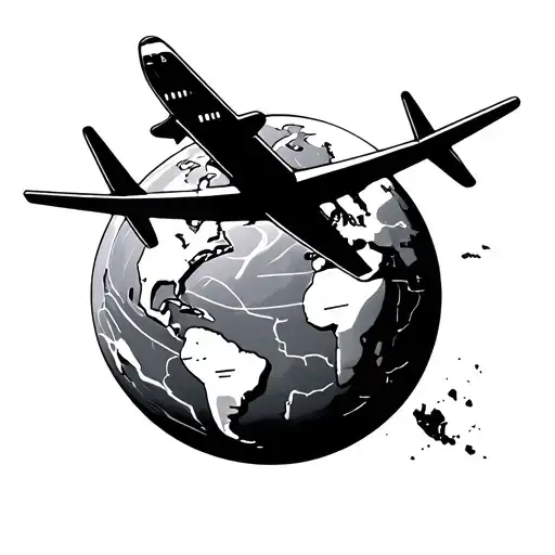 Airplane Flying Over A World