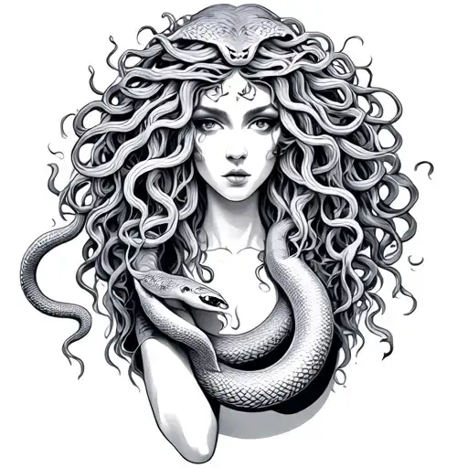 Medusa Snake Hair Holding 3 Cards