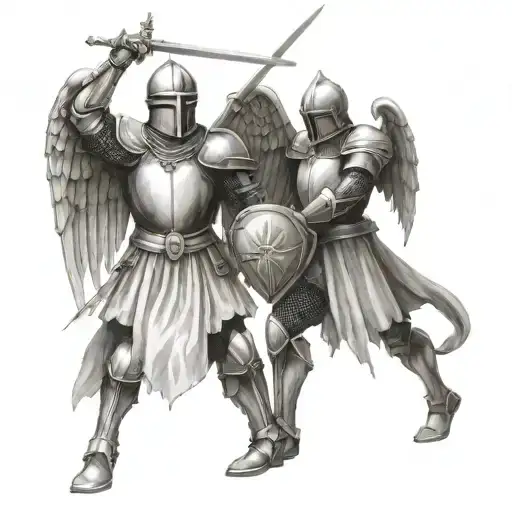 Knight And Angel Holding