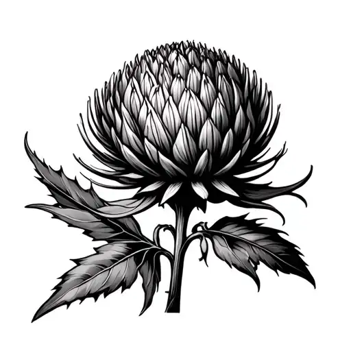 Both The Scottish Thistle And The South African Protea Growing Out Of One Seed Simple Design