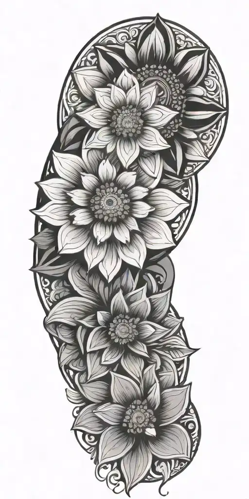 Flower Mandela Style Mixed