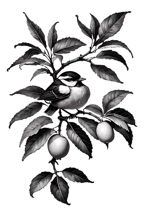 Bird Lemon Tree Branch