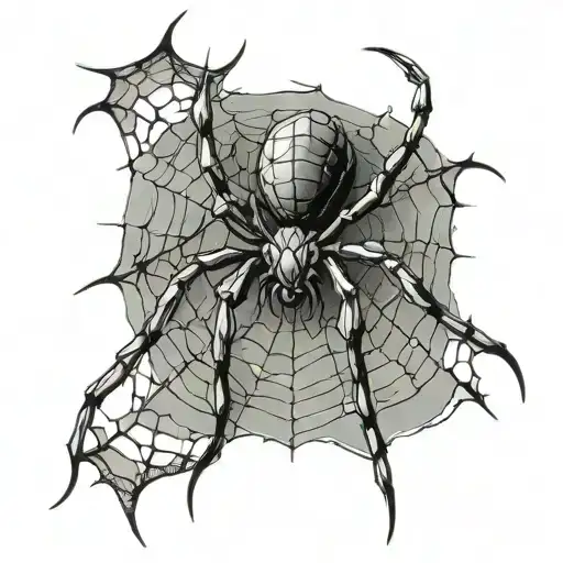 Spider With Web Shing In Moonlight