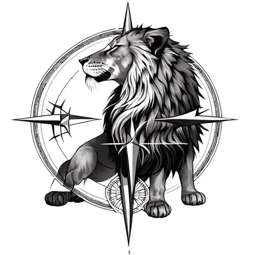 Lioness With Compass Rose Intertwined Female