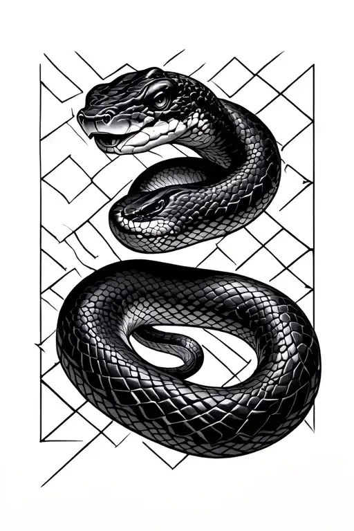 Snake With Geometric Patterns Behind It