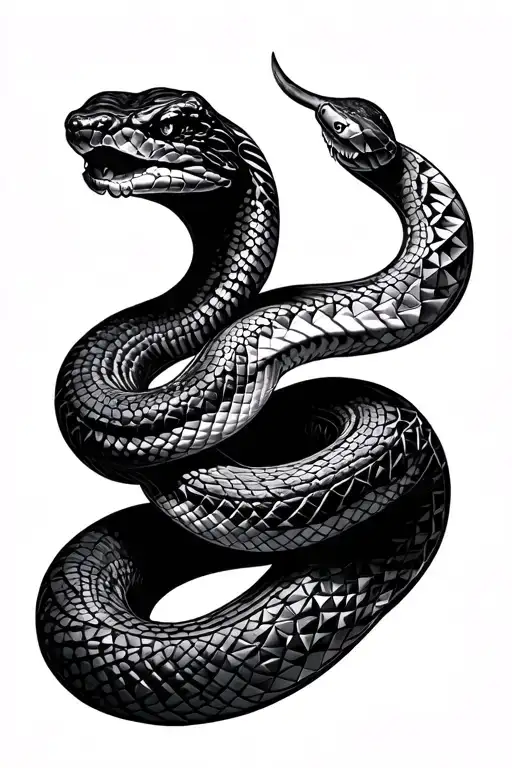 Snake With Geometric Patterns Intertwined