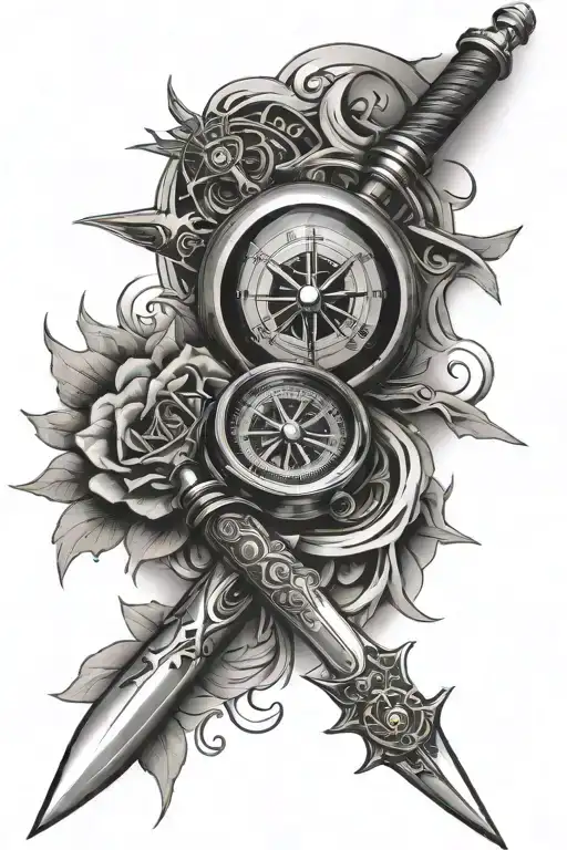Compass With Samurai Sword