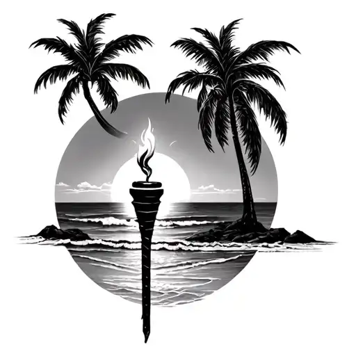 Beach With Torch Surrounded