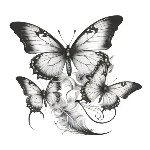 Feather Blowing In Wind Butterflies Flying Away