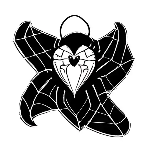 Spider With Love Heart And Webs Surrounding