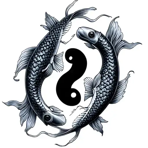 Two Japanese Koi Fish Ying Yang