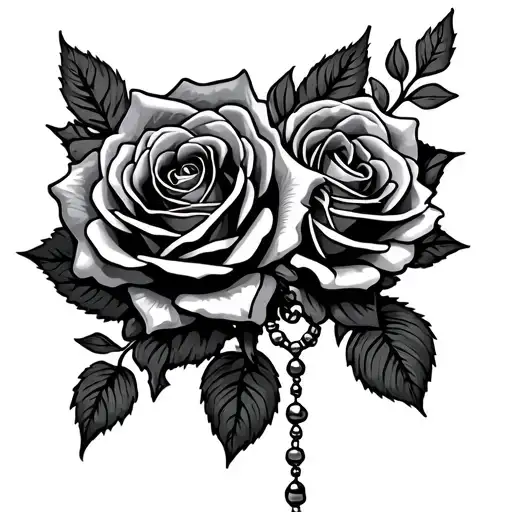 Roses And Rosary Intertwined