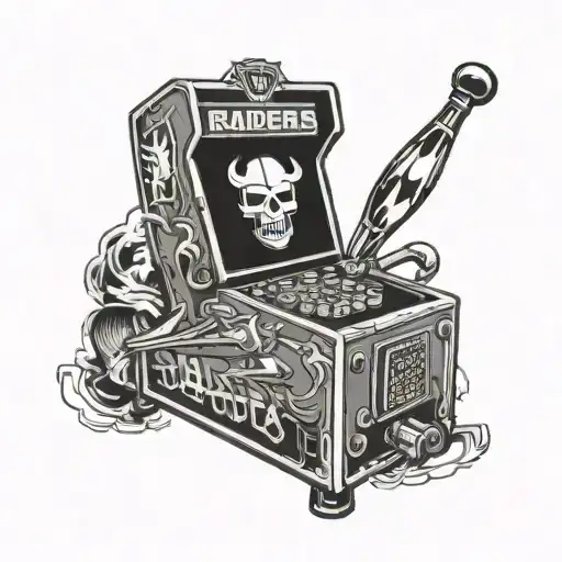 Raiders Logo Spurs Logo Black Flag Logo Arcade Machine Pinball Machine