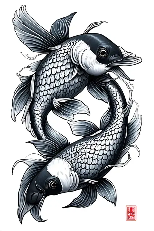 Chinese Aesthetic 2 Koi Fish Lots Of Details