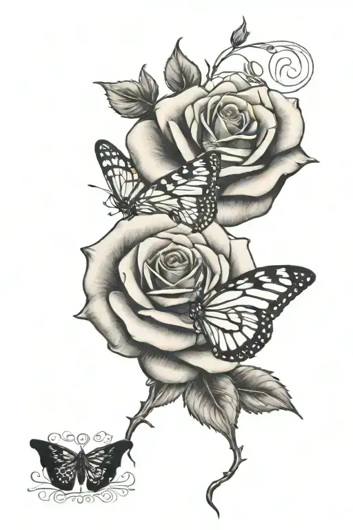 Rose With Butter Fly