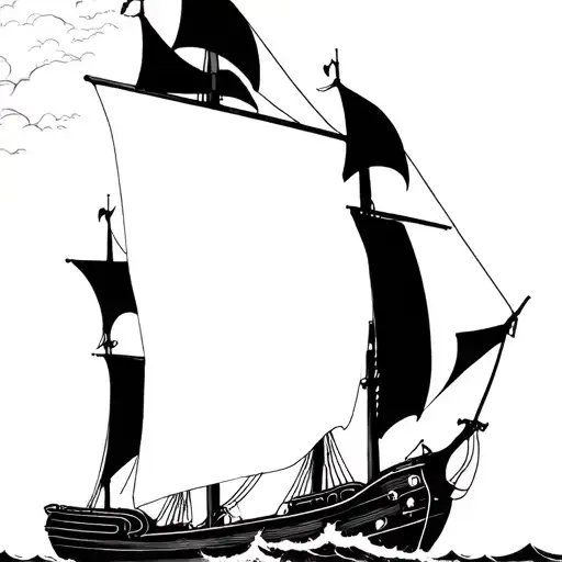 Pirate Ship Sailing Through Stormy Seas