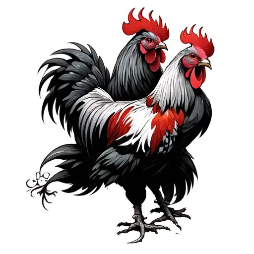 Two Chinese Rooster Fighting Stance