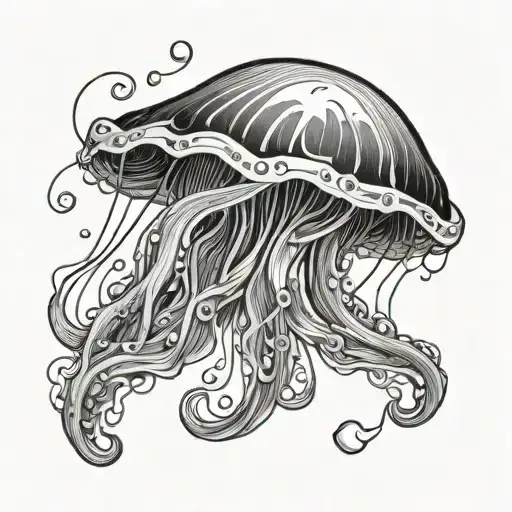 Jellyfish Waving Black And White