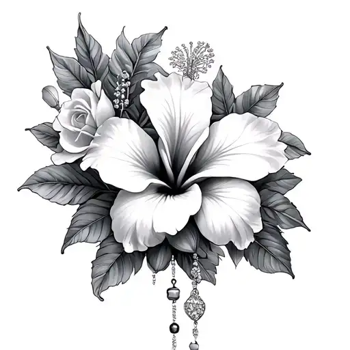 Hibiscus And Plumeria With Rosary