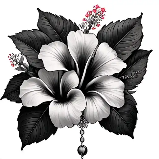 2 Hibiscus And Plumeria With Rosary Intertwined