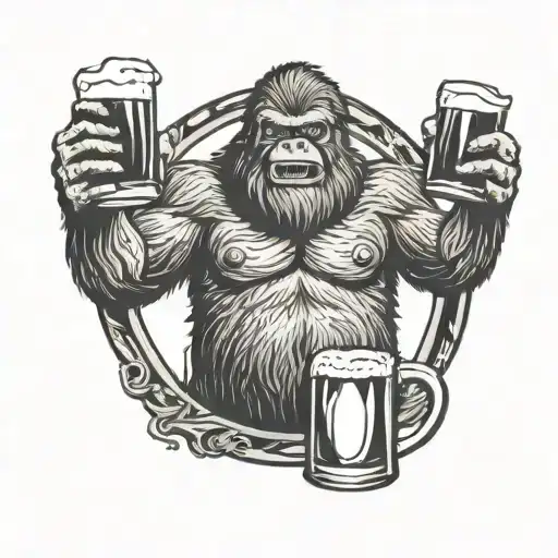 Bigfoot Drinking Beer